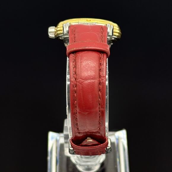 Gevril Red Leather Band 18k Stainless Steel Women’s Watch #1315 - Picture 10 of 12